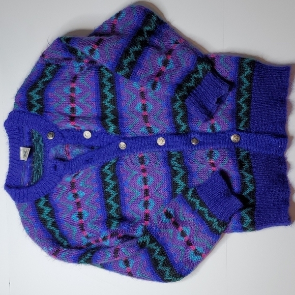 Vintage Icelandic Designs Mohair Blend Cardigan Sweater S/M - Picture 1 of 6